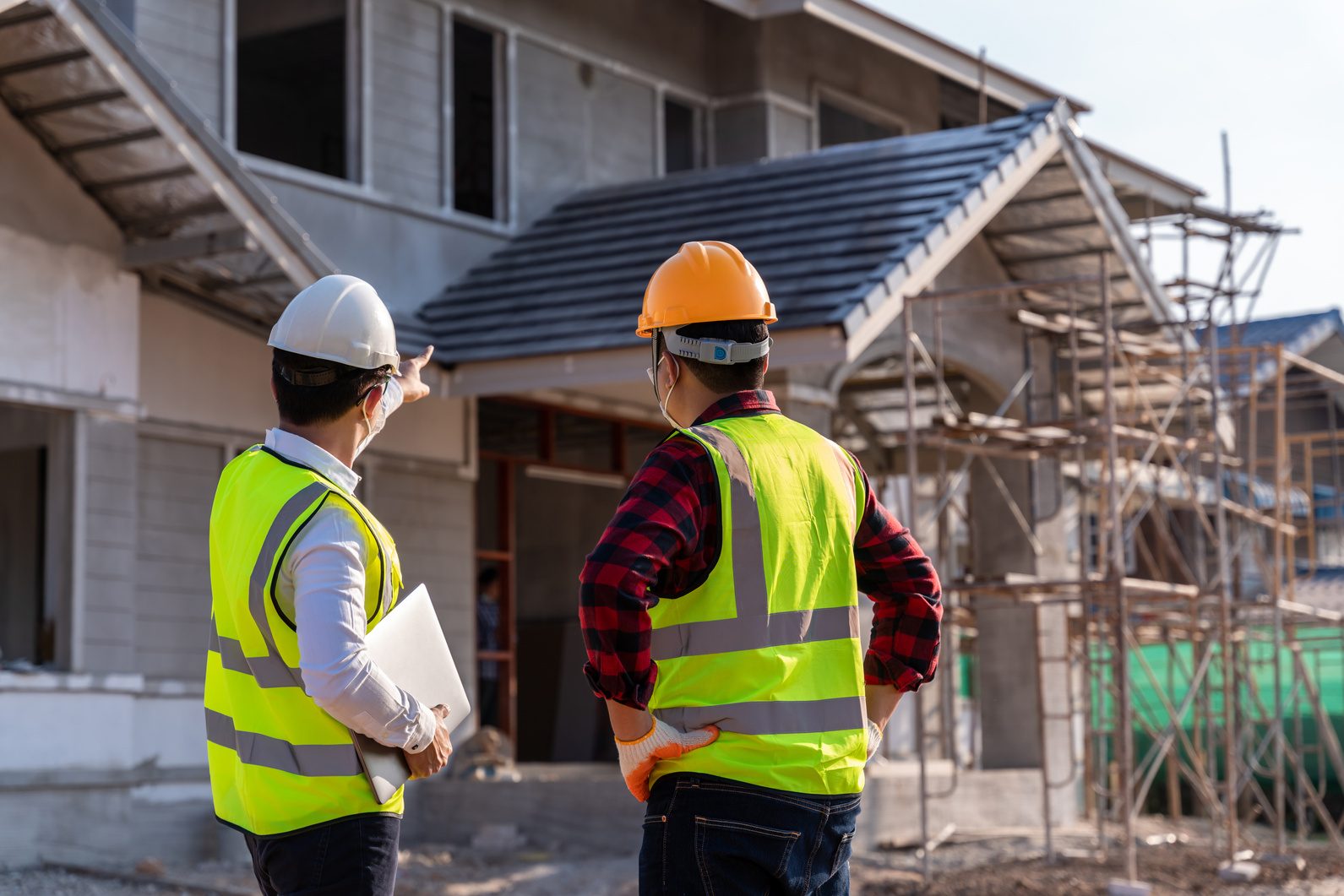 Site facility exterior on an active construction project